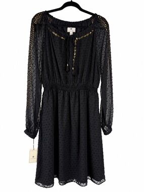 Altuzarra For Target Black Swiss Dot Long-Sleeve Dress with Gold Sequin Accents